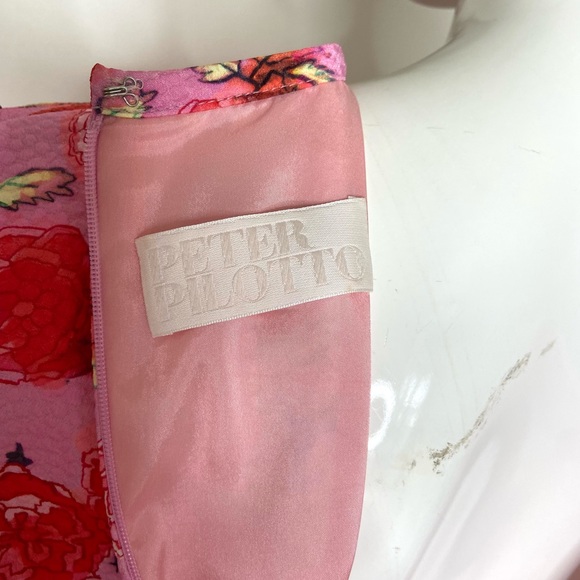 PETER PILOTTO Asymetrical Drop Waist Floral Dress Peony Size 8 Handkerchief Hem - Picture 12 of 13